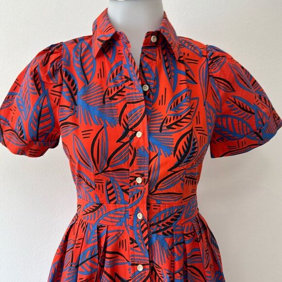 Alexis for Target Shirt Dress Tropical Leaf Midi Hard to Find Size XXS - Picture 11 of 11